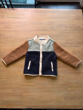 Old Navy Sherpa Jacket in Cream, Green & Blue